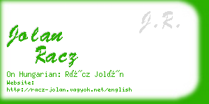 jolan racz business card